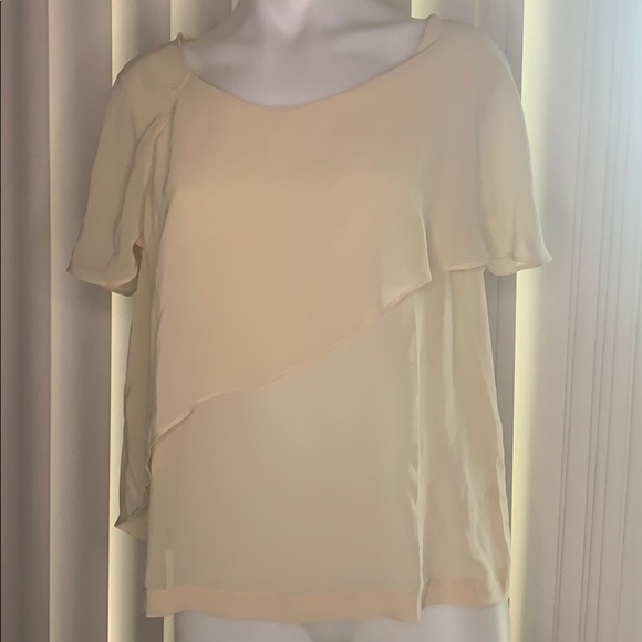 Anthropologie Pins & Needles Cream Tier layer drape large women’s shirt T-shirt - Picture 7 of 8